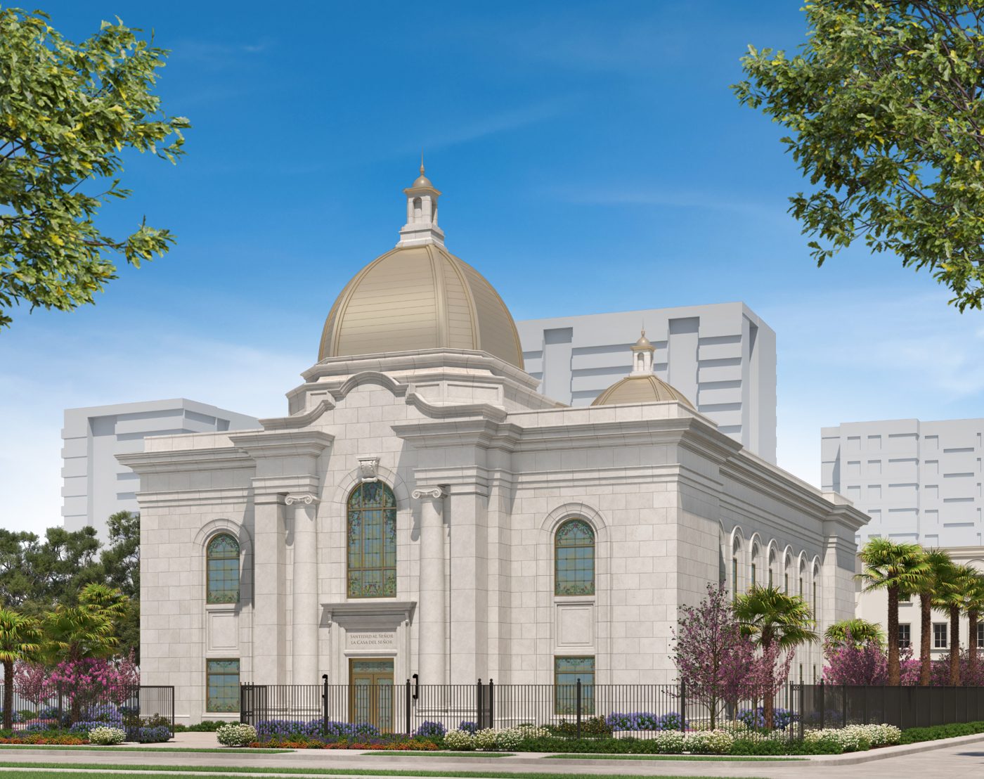 Rendering of the Viña del Mar Chile Temple, from the groundbreaking announcement